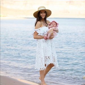 Chicwish off shoulder eyelet lace dress